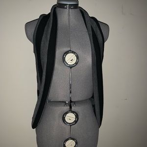 Black & Grey Sleeveless Vest with Lace Inlay